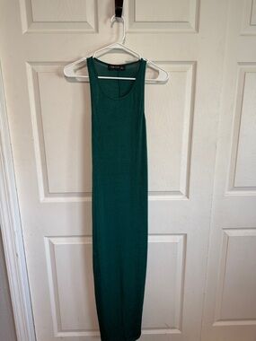 Forever 21 Dark Green Ribbed Maxi Tank Dress